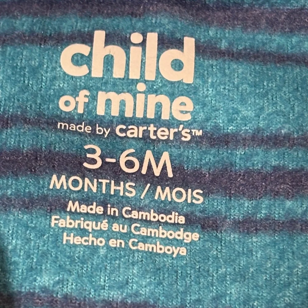 Carter's Little Brother Footed Sleeper Striped Blue 3-6 Months EUC